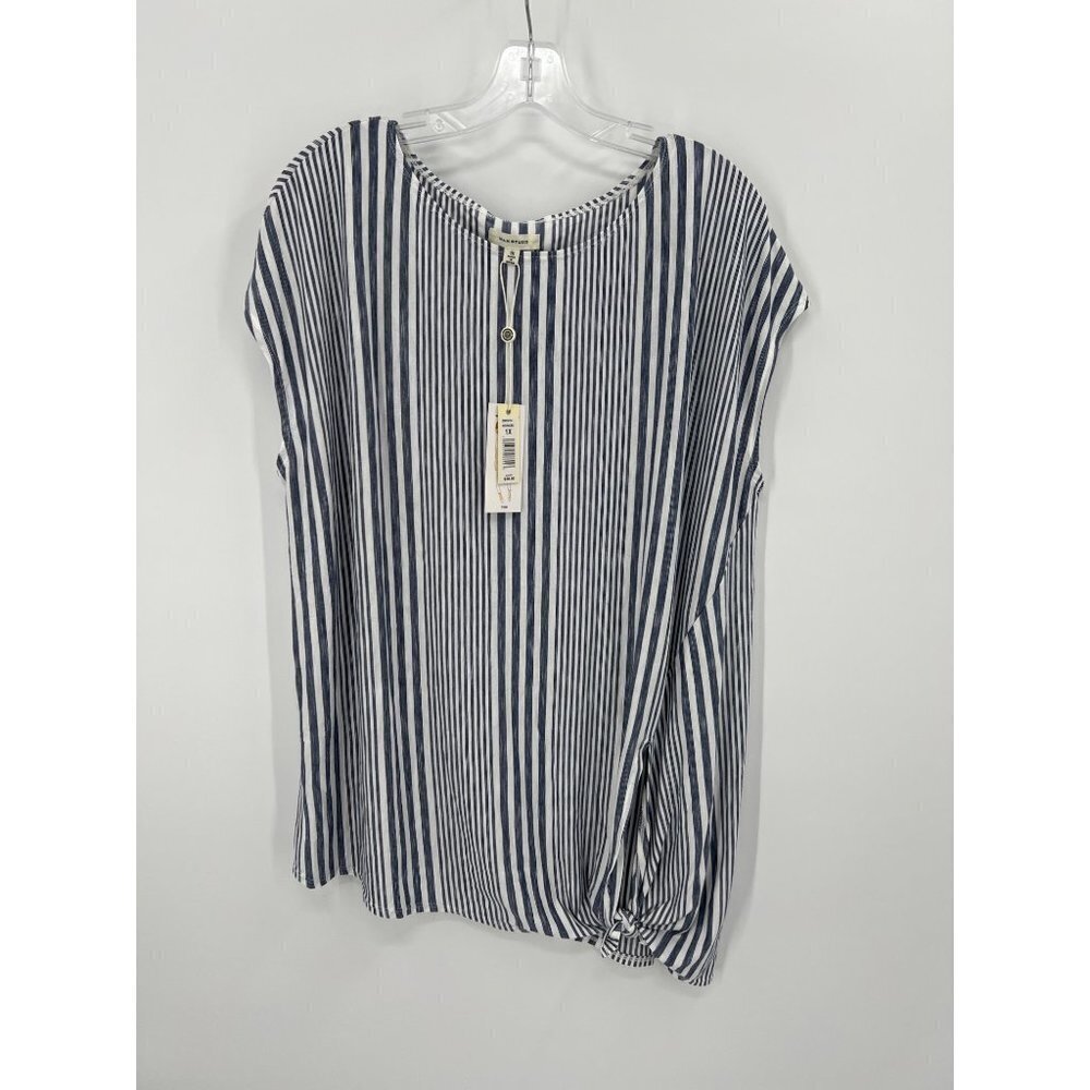 Max Studio Wear It 2 Ways Sleeveless Tunic Size 1X NWT Striped Navy and White